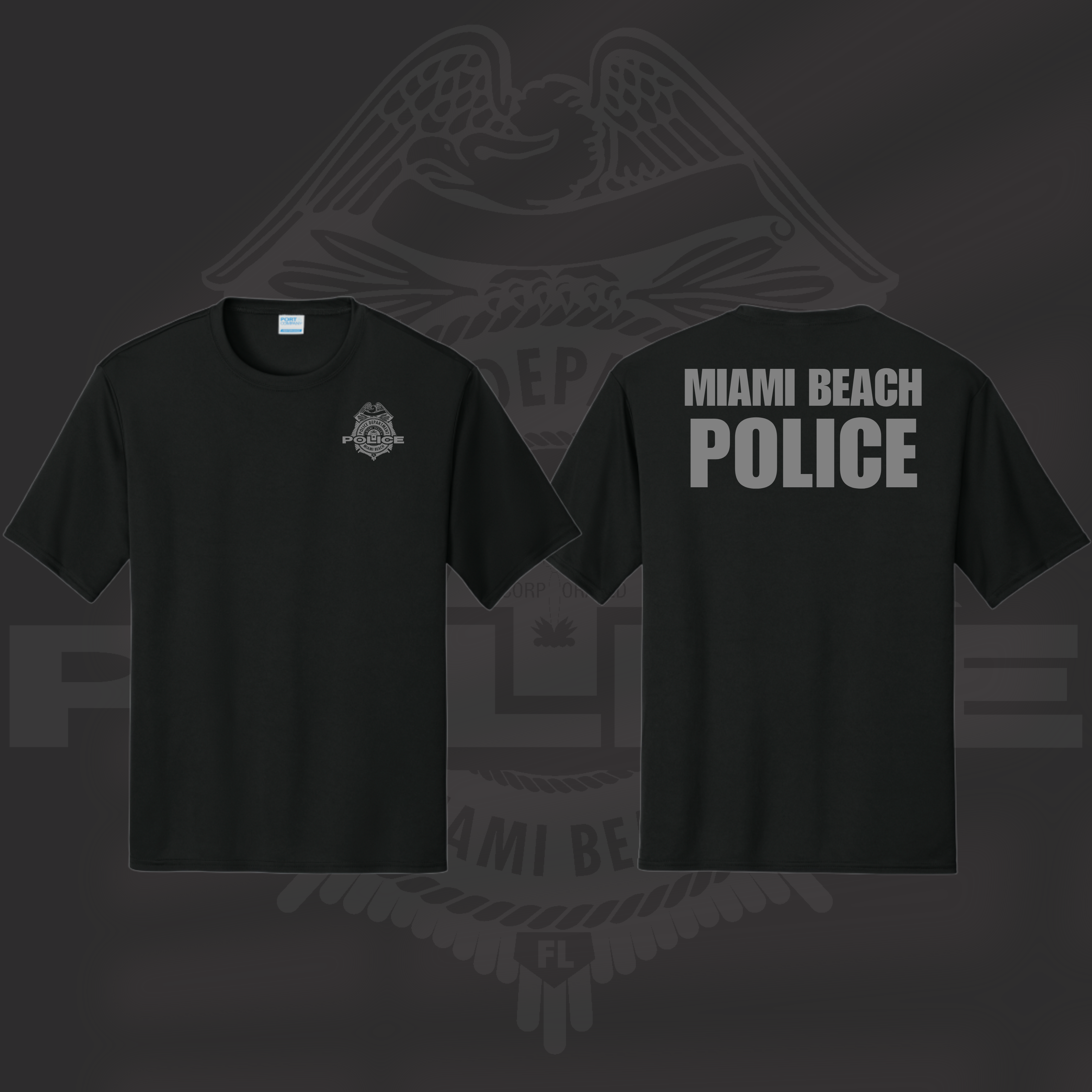 MIAMI BEACH POLICE DEPARTMENT: UNISEX BLACK DRI FIT SHORT SLEEVE