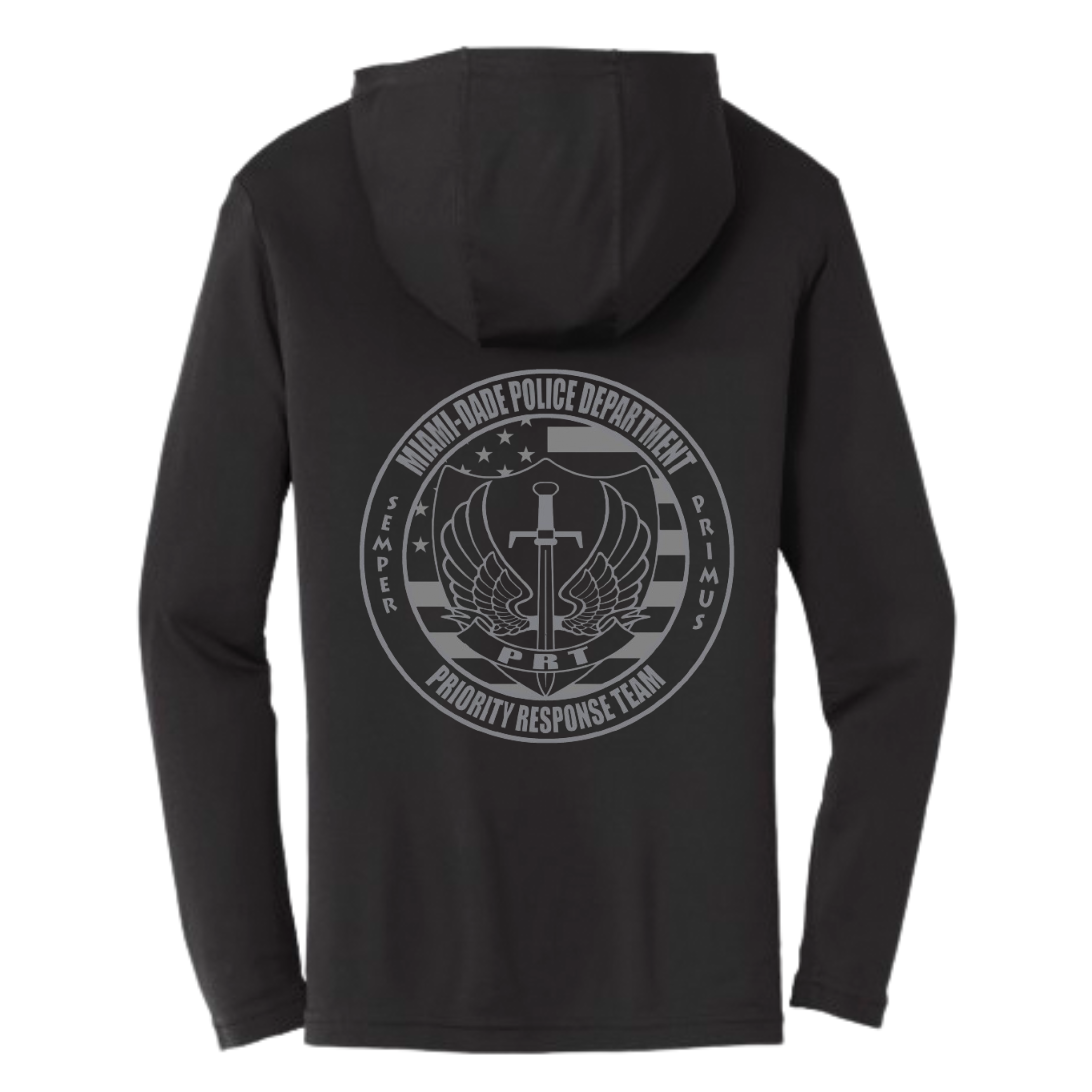 MIAMI-DADE POLICE PRT DRI FIT BLACK HOODED LONG SLEEVE