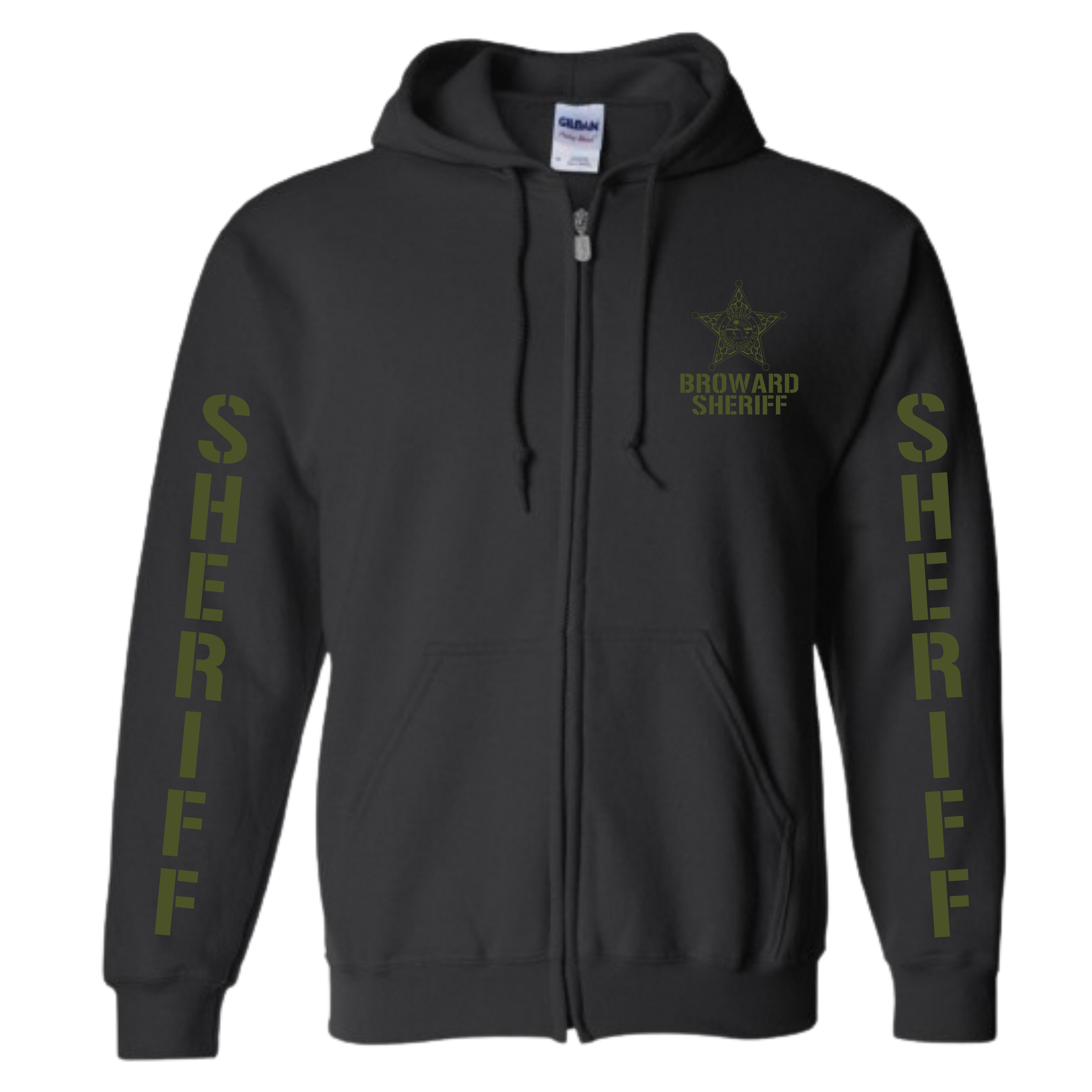 BROWARD SHERIFF'S OFFICE BLACK + GREEN ZIP UP