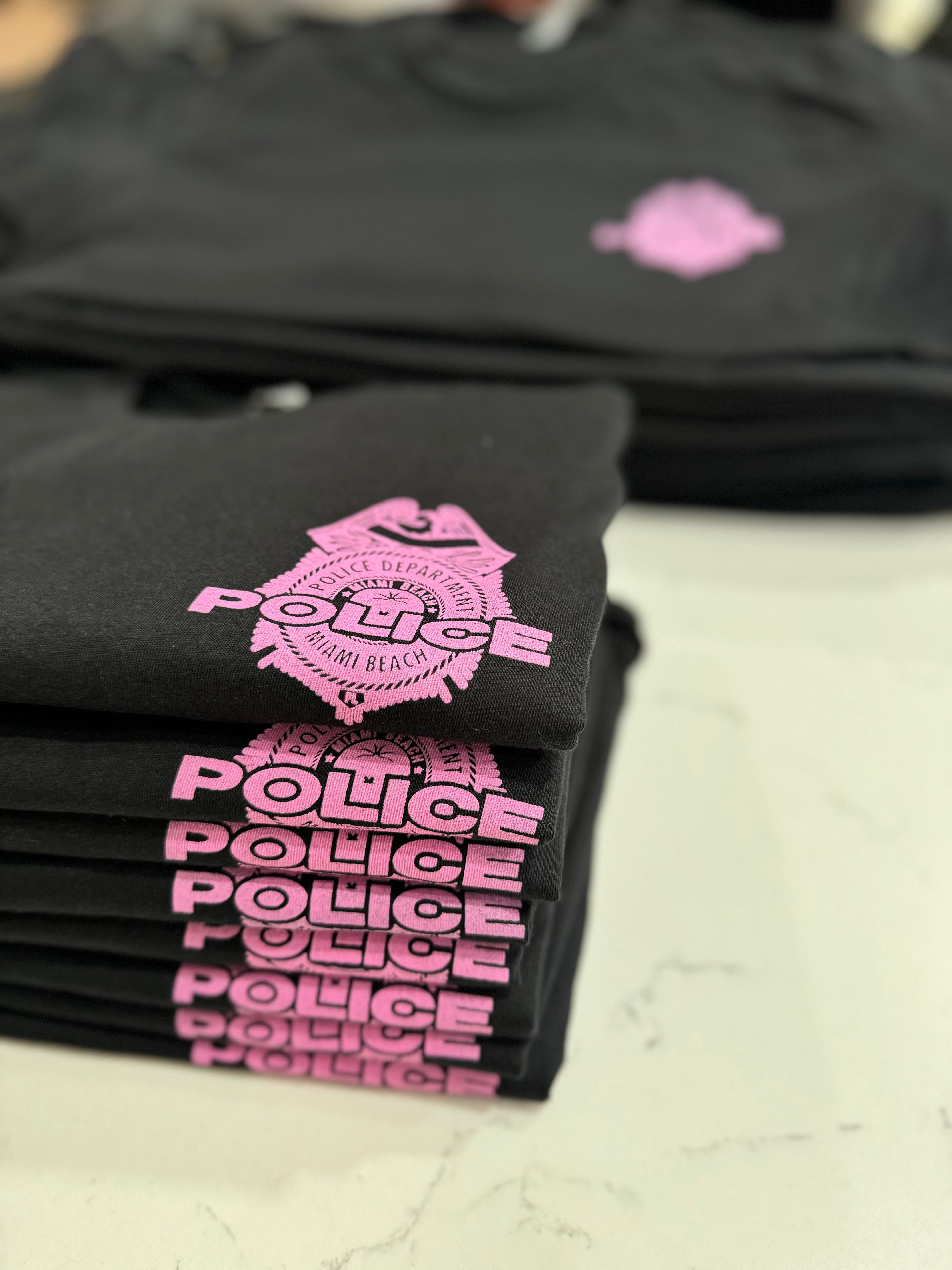 MIAMI BEACH PD BREAST CANCER NEXT LEVEL TEE