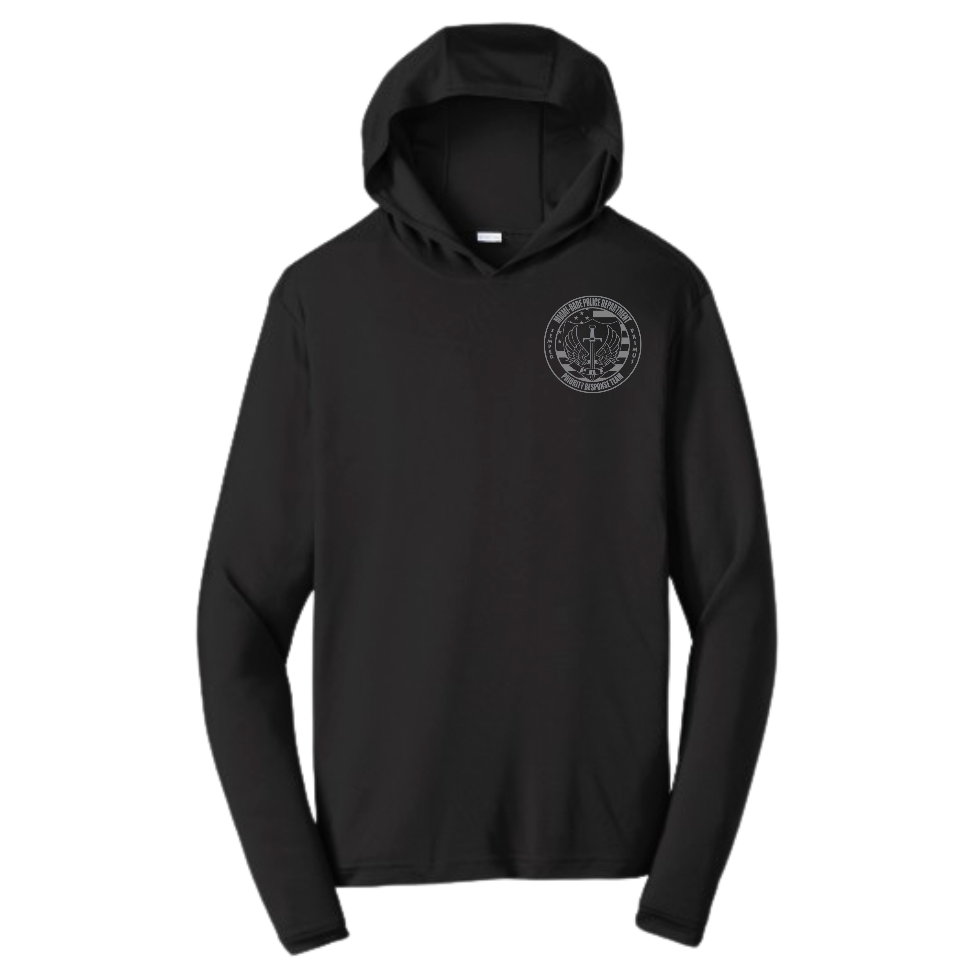 MIAMI-DADE POLICE PRT DRI FIT BLACK HOODED LONG SLEEVE