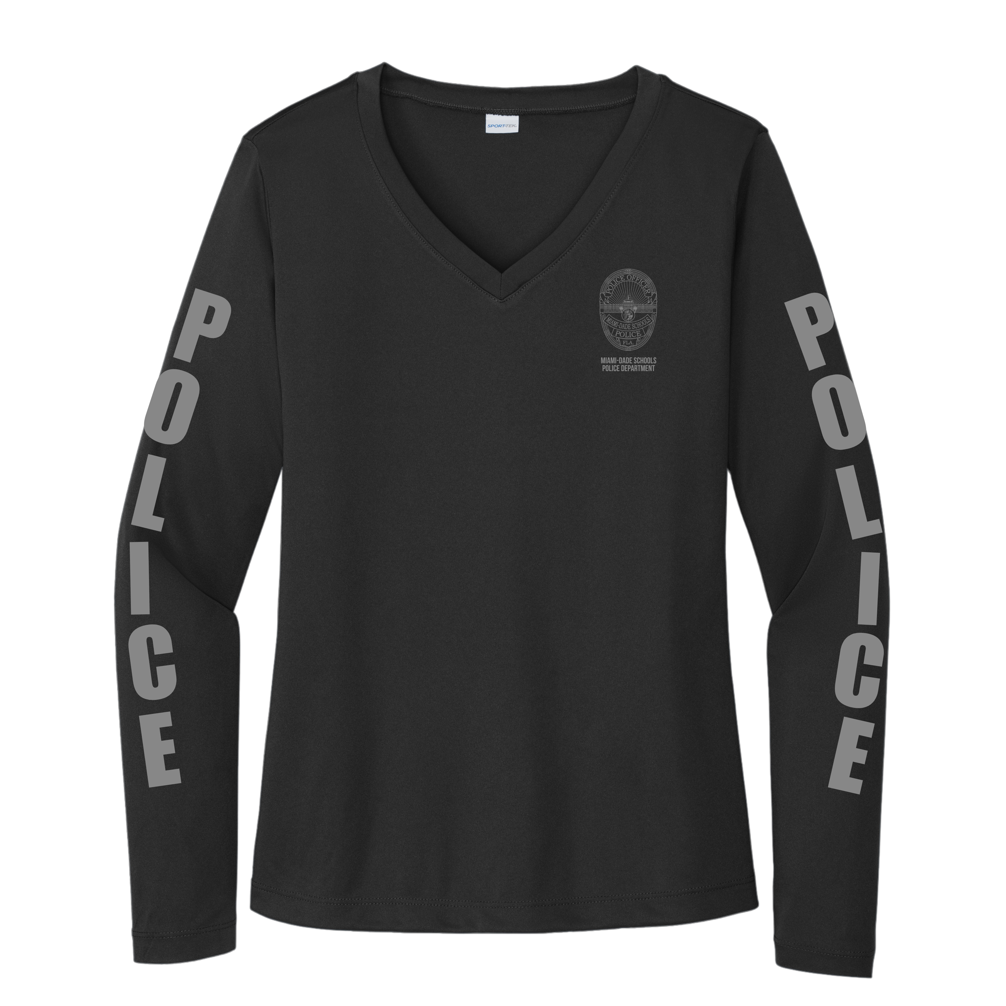 MIAMI-DADE SCHOOLS POLICE DEPARTMENT: WOMEN DRI FIT V NECK LONG SLEEVE