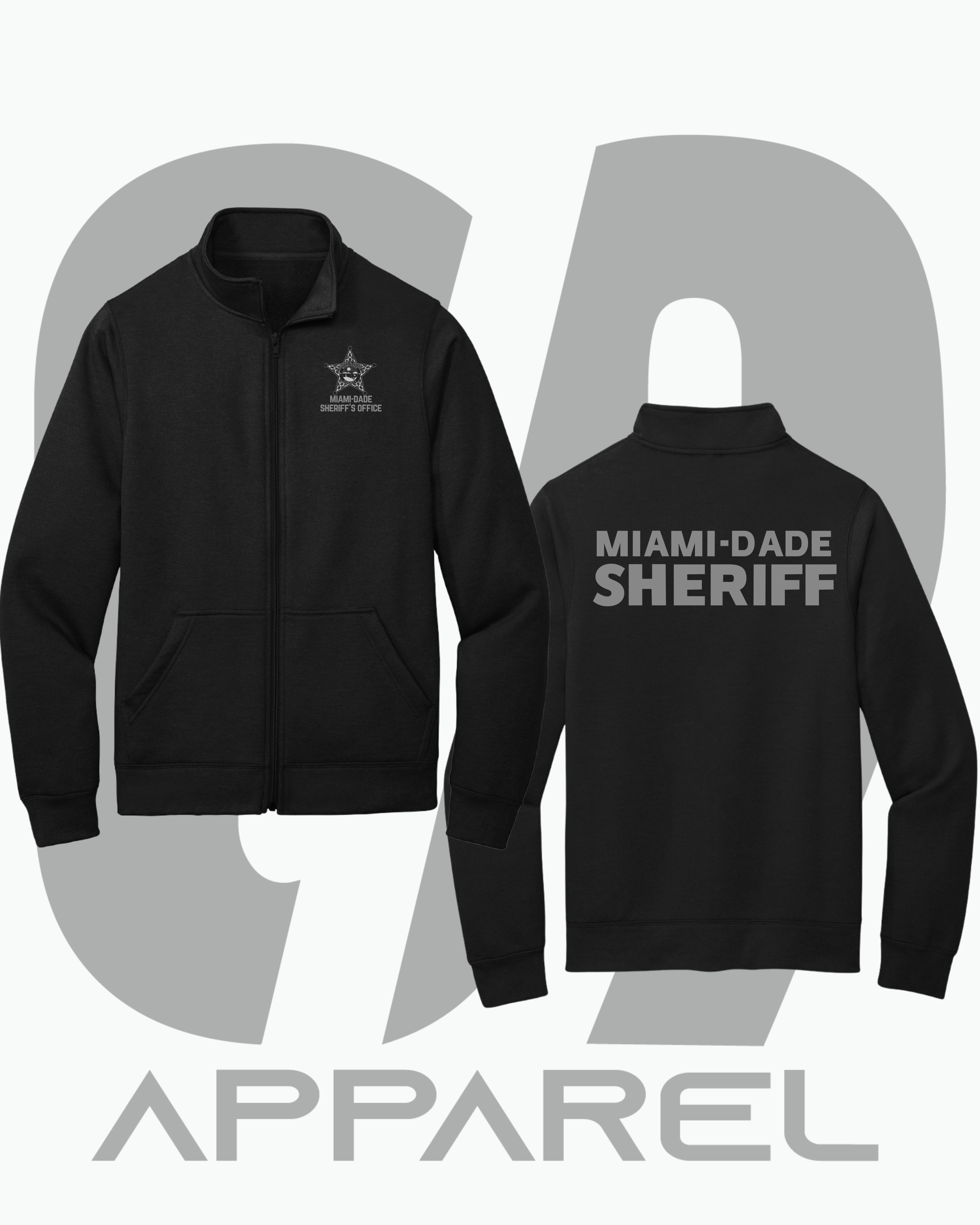 MIAMI-DADE SHERIFF’S OFFICE FLEECE ZIP UP: BLACK + SILVER