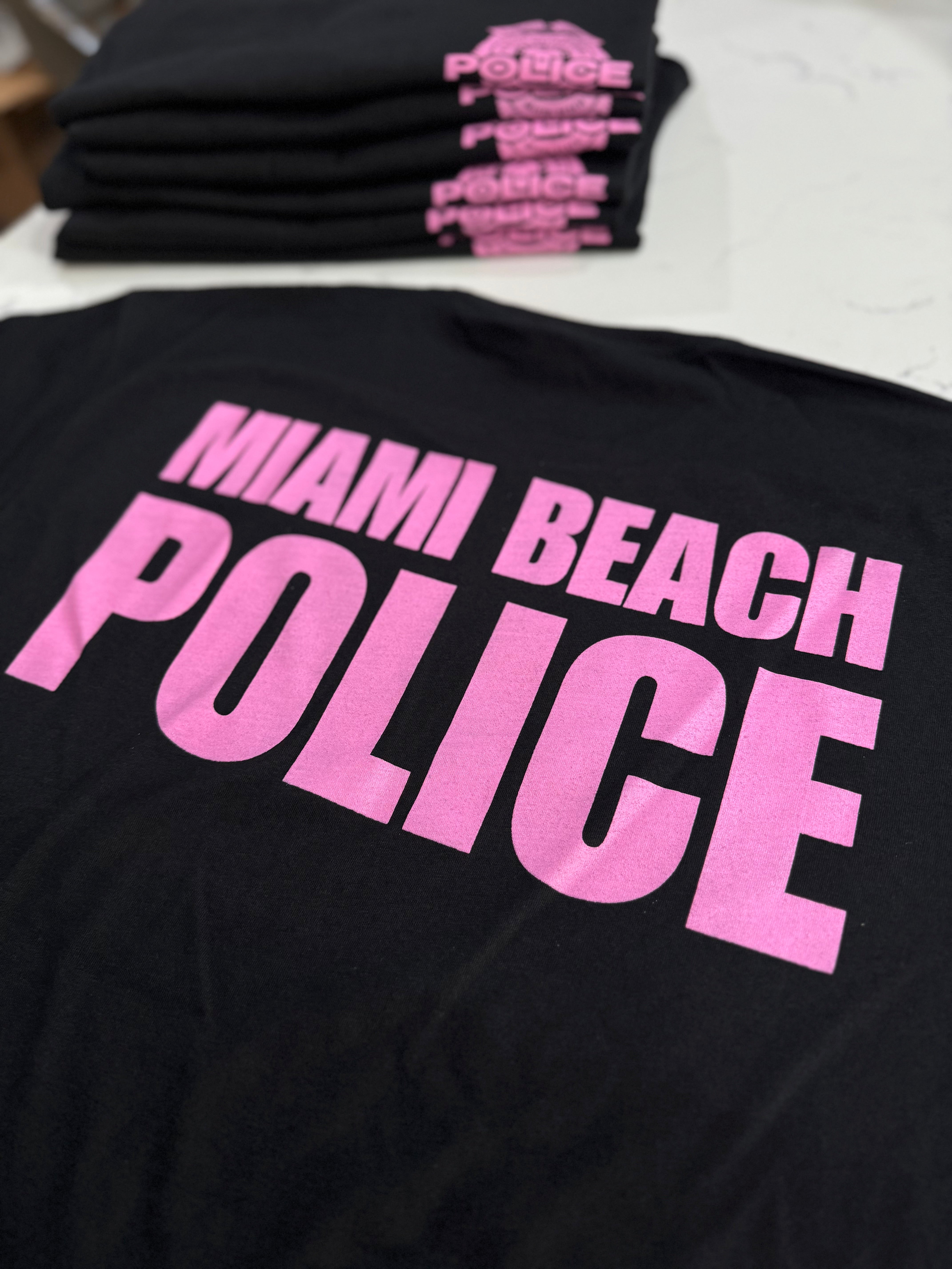 MIAMI BEACH PD BREAST CANCER NEXT LEVEL TEE